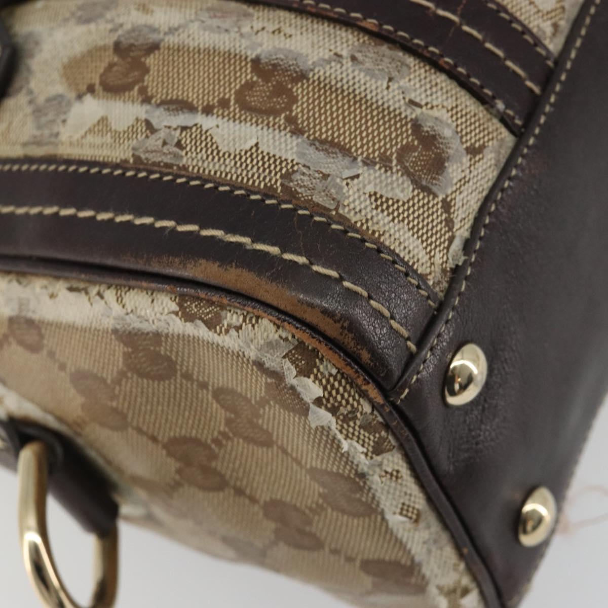 GUCCI GG Crystal Hand Bag Coated Canvas Pink Brown gold 181487 Auth 189418