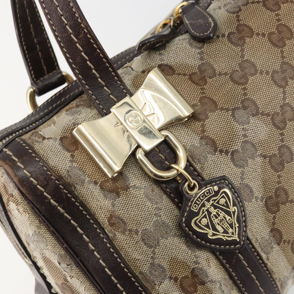 GUCCI GG Crystal Hand Bag Coated Canvas Pink Brown gold 181487 Auth 189418