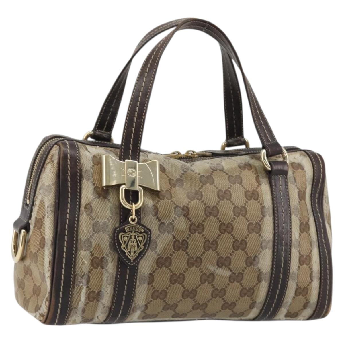 GUCCI GG Crystal Hand Bag Coated Canvas Pink Brown gold 181487 Auth 189418