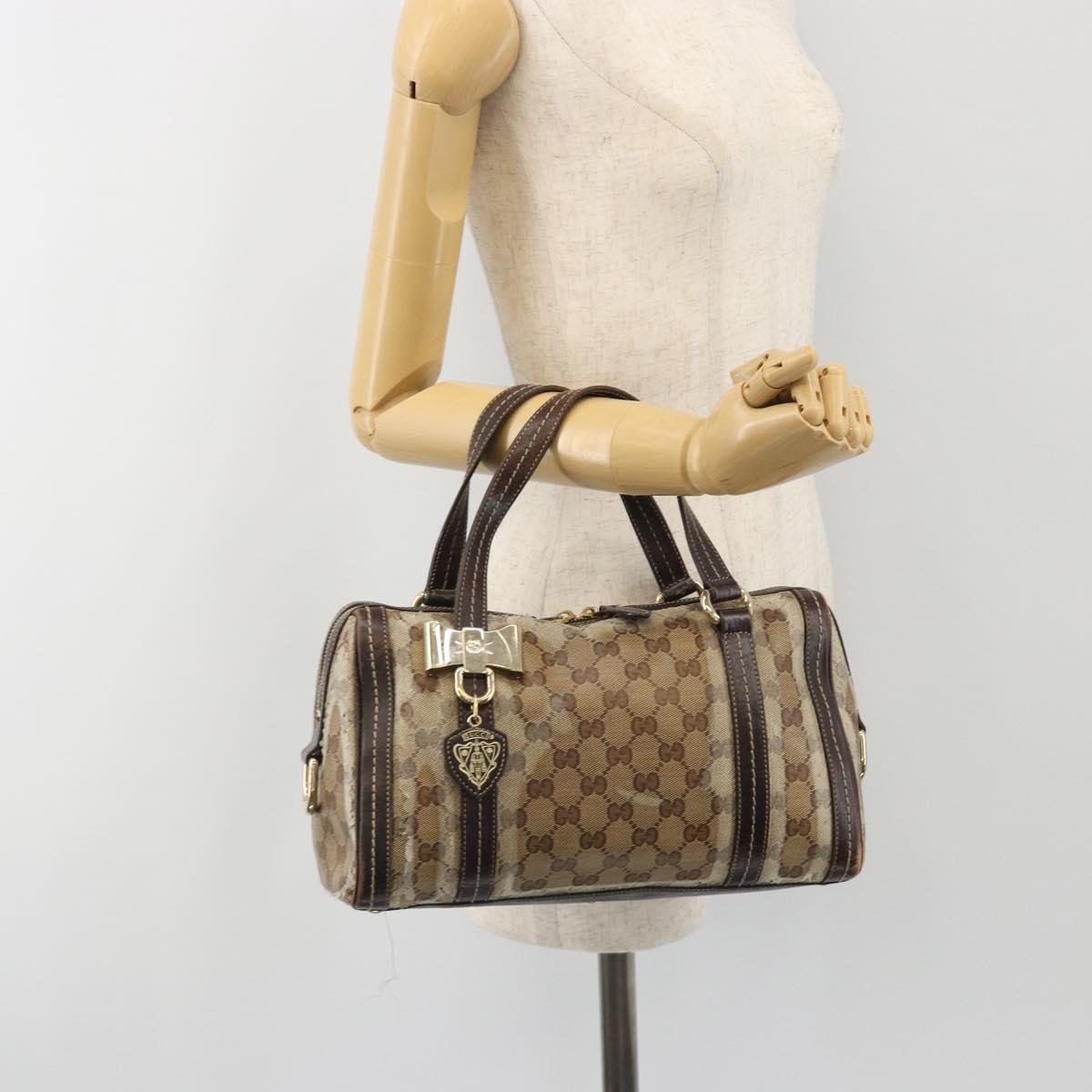 GUCCI GG Crystal Hand Bag Coated Canvas Pink Brown gold 181487 Auth 189418