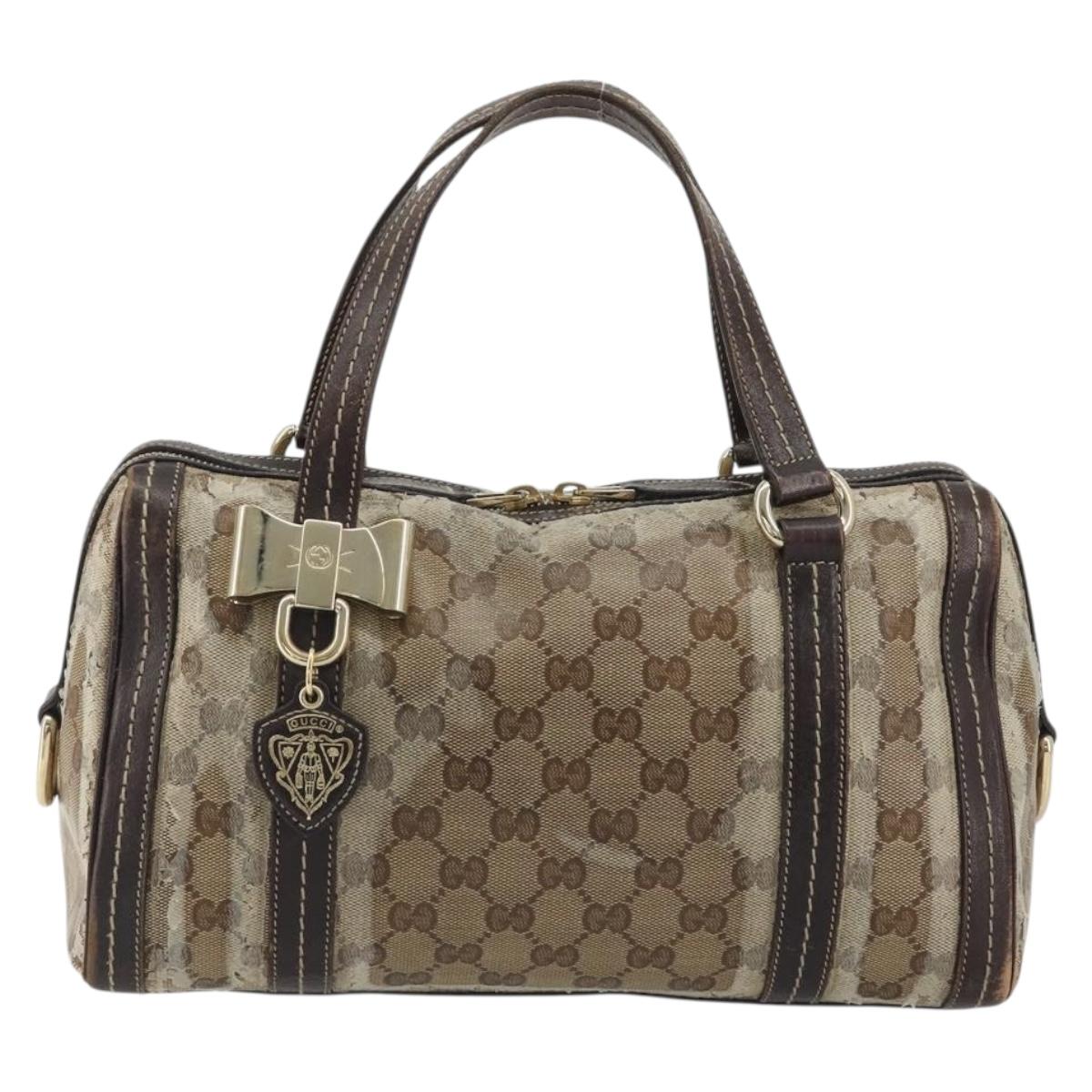 GUCCI GG Crystal Hand Bag Coated Canvas Pink Brown gold 181487 Auth 189418