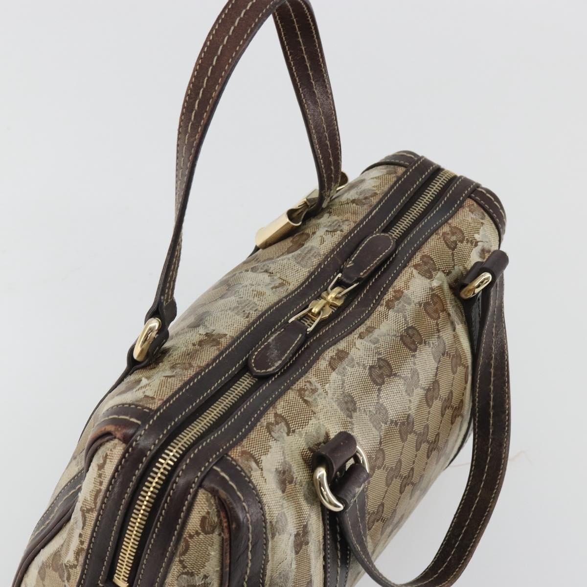 GUCCI GG Crystal Hand Bag Coated Canvas Pink Brown gold 181487 Auth 189418