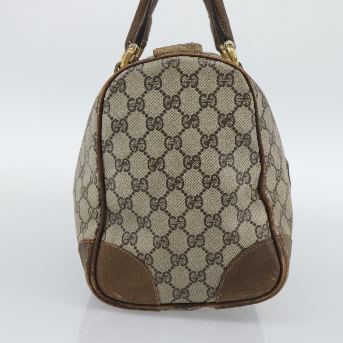 GUCCI GG Supreme Web Sherry Line Boston Bag PVC Beige Gold Auth 189420