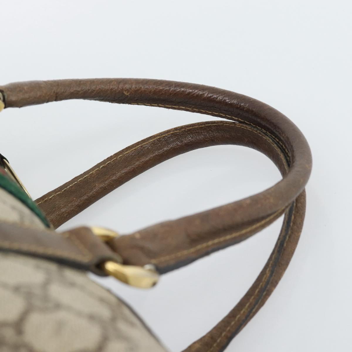 GUCCI GG Supreme Web Sherry Line Boston Bag PVC Beige Gold Auth 189420