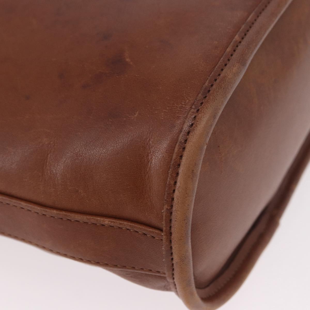 Coach Shoulder Bag Leather Brown Gold Auth 189421