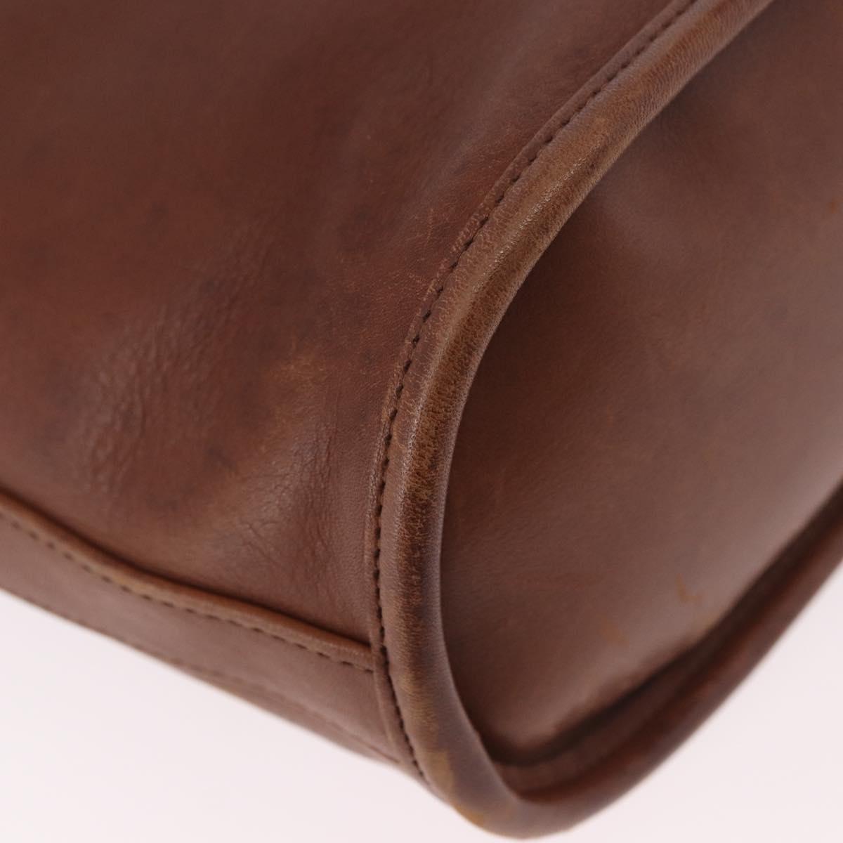 Coach Shoulder Bag Leather Brown Gold Auth 189421