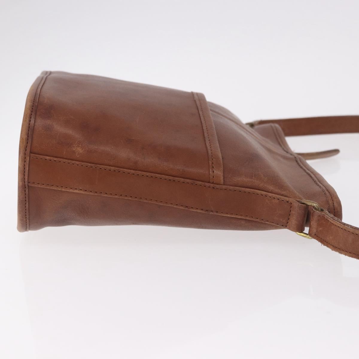 Coach Shoulder Bag Leather Brown Gold Auth 189421