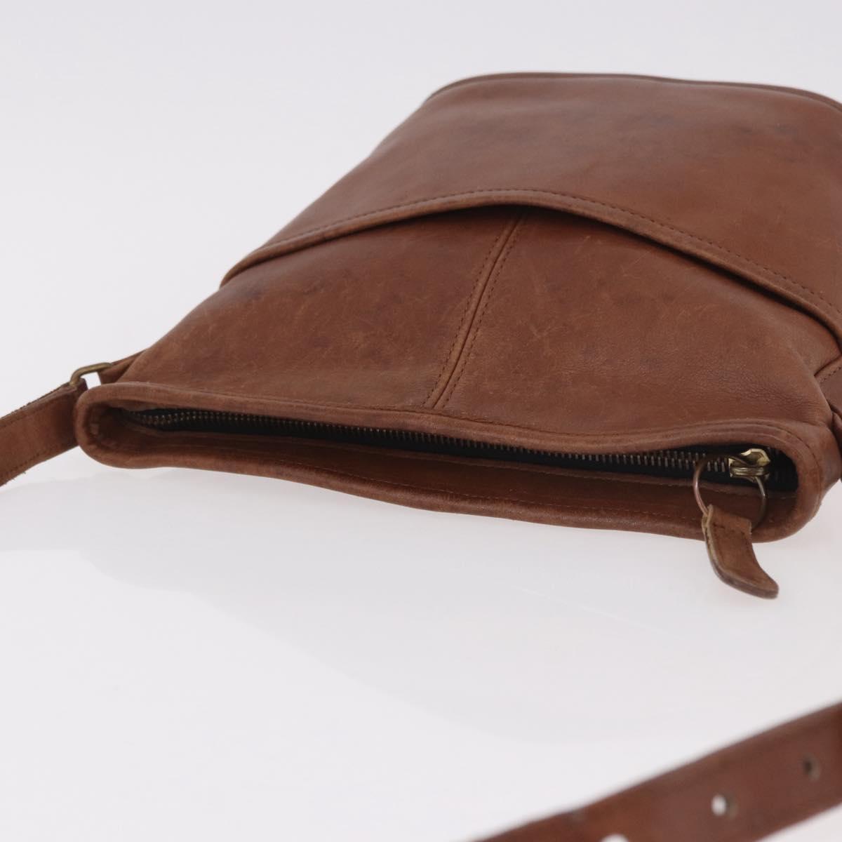 Coach Shoulder Bag Leather Brown Gold Auth 189421