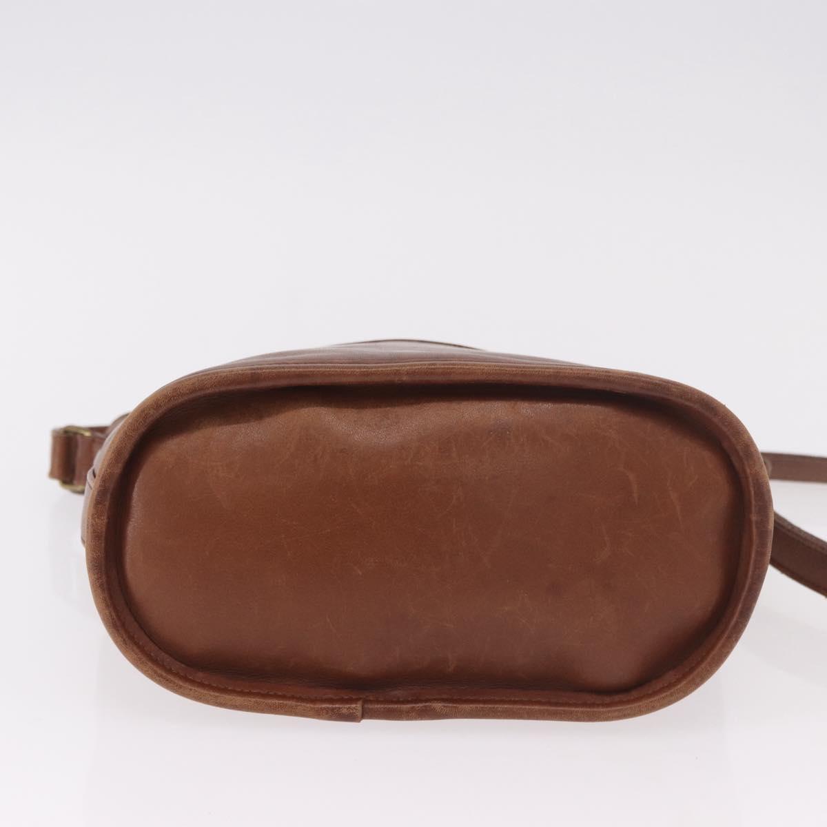 Coach Shoulder Bag Leather Brown Gold Auth 189421