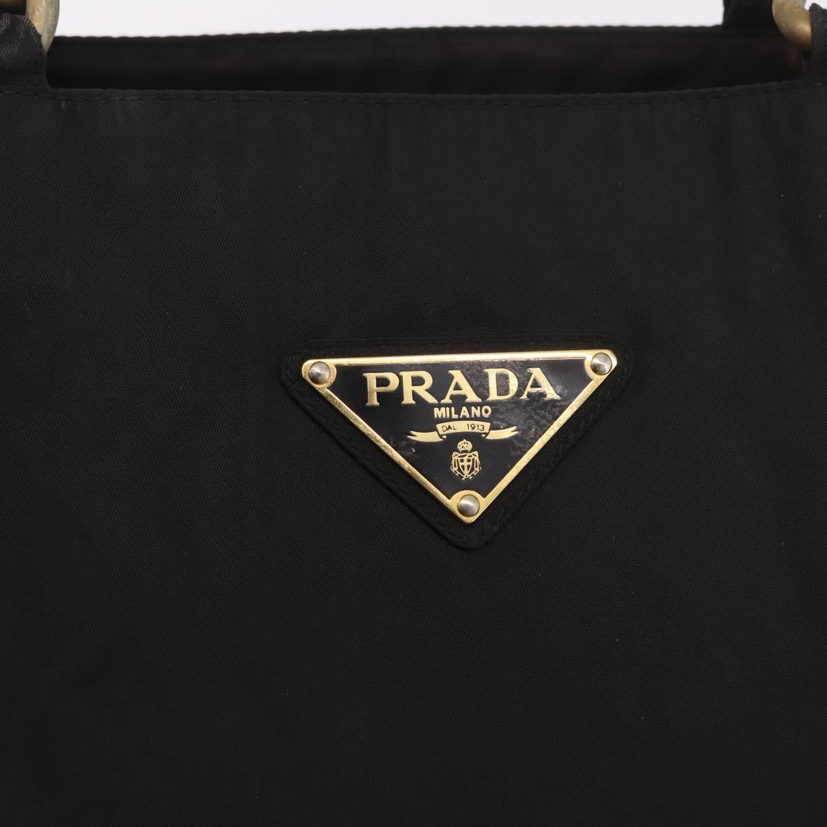 PRADA Hand Bag Nylon Black Gold Auth 189423