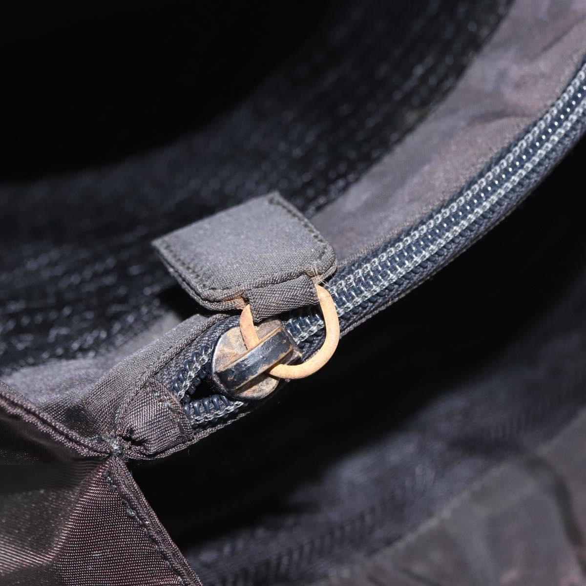 PRADA Hand Bag Nylon Black Gold Auth 189423