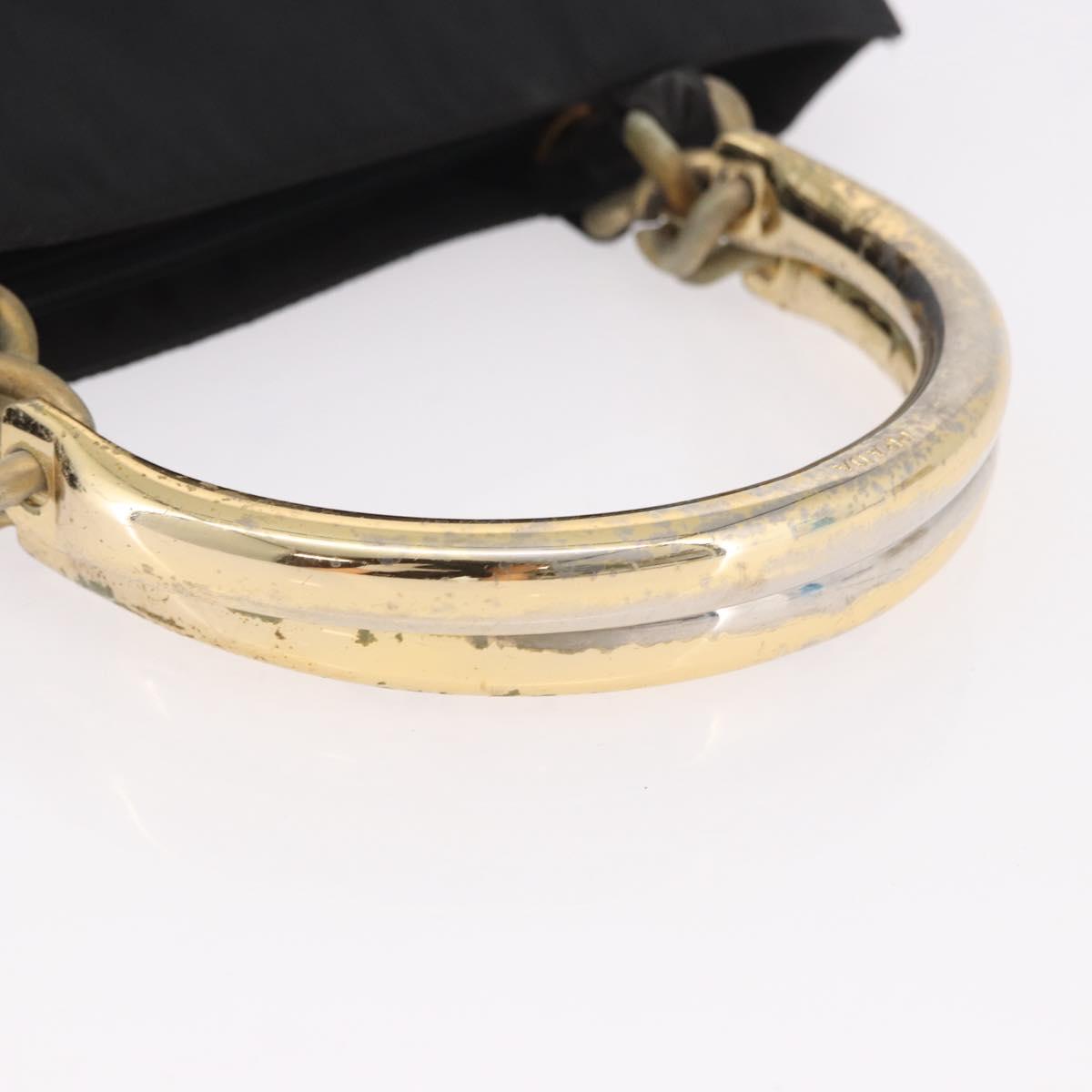 PRADA Hand Bag Nylon Black Gold Auth 189423