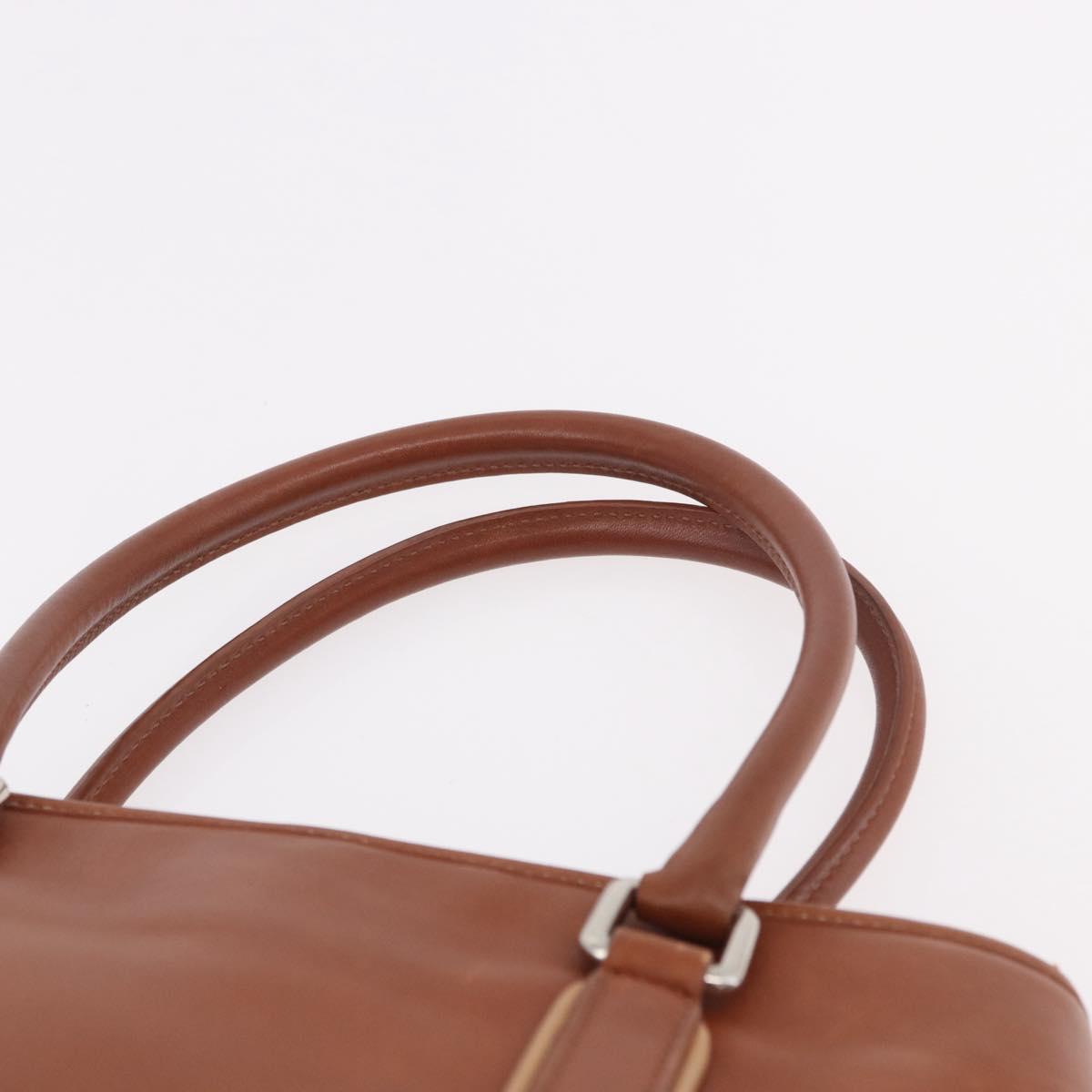 Coach Hand Bag Leather Brown Silver Auth 189425