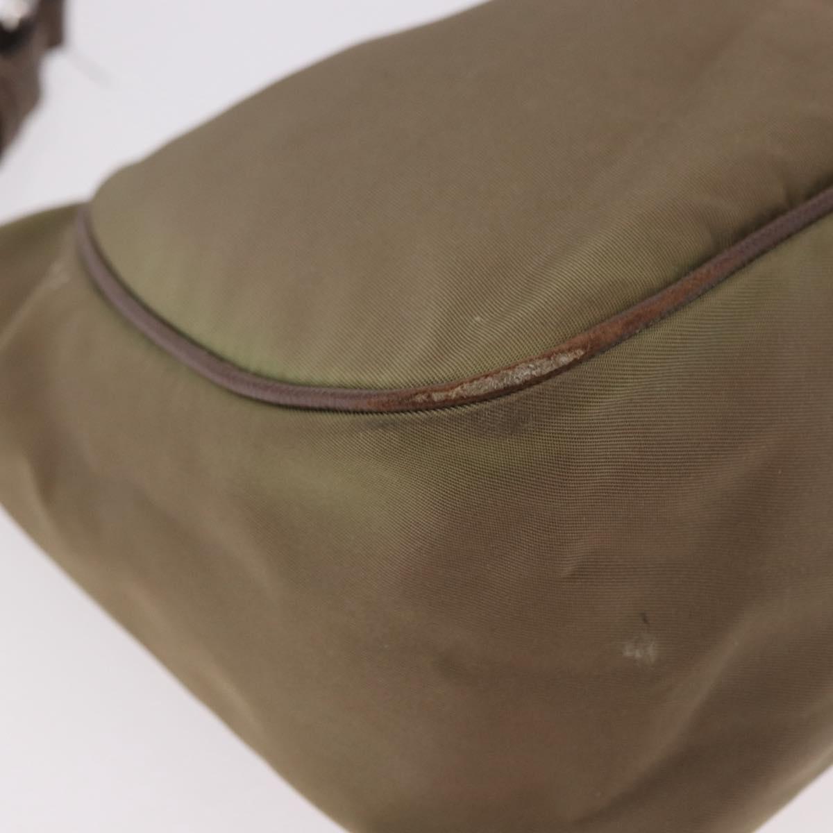 PRADA Shoulder Bag Nylon Green Silver Auth 189427