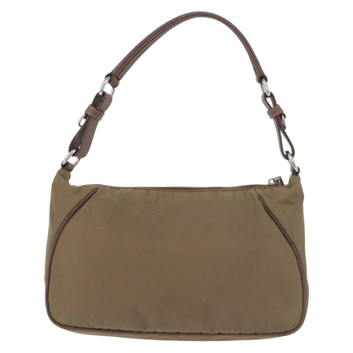 PRADA Shoulder Bag Nylon Green Silver Auth 189427