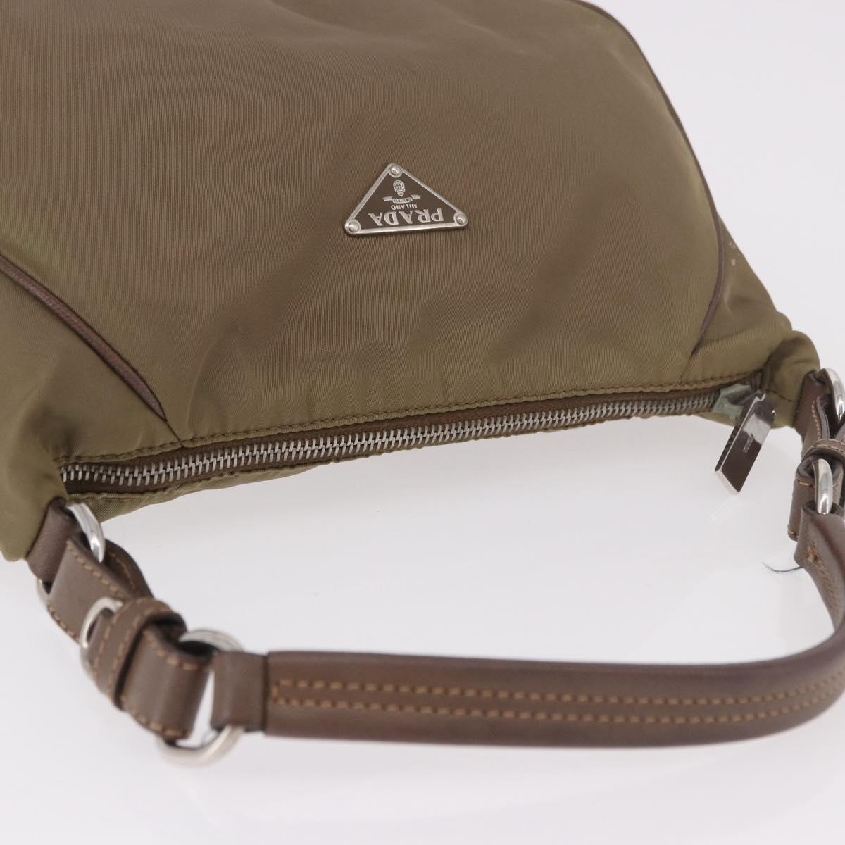 PRADA Shoulder Bag Nylon Green Silver Auth 189427