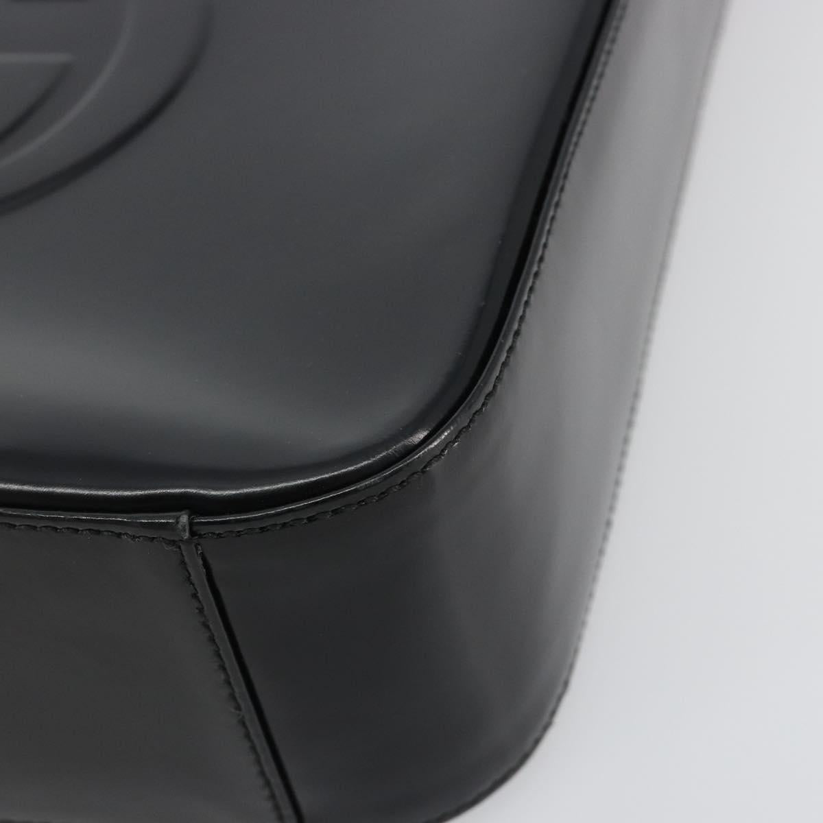 GUCCI Shoulder Bag Patent Leather Black Silver 000 1013 0506 Auth 189490