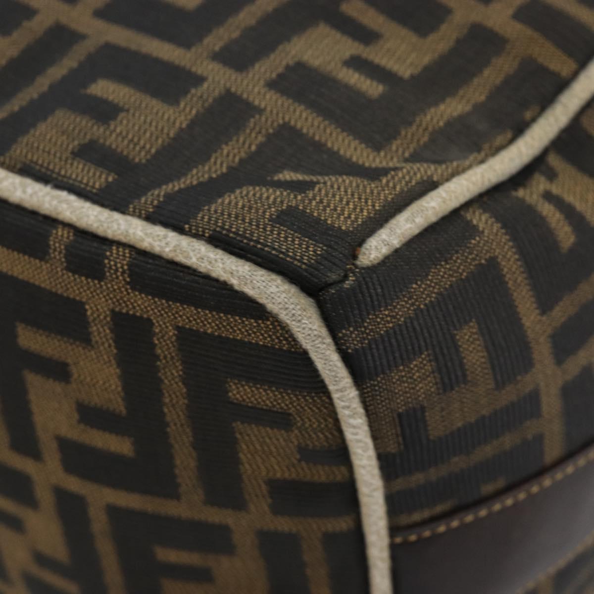 FENDI Zucca Canvas Hand Bag Black Brown Auth 189495