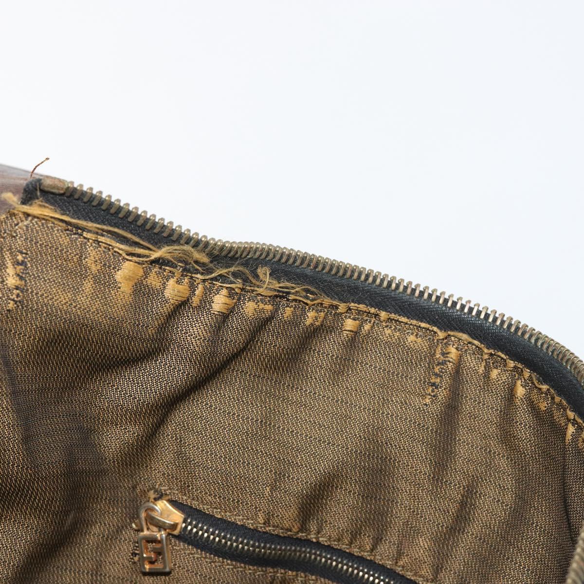 FENDI Zucca Canvas Hand Bag Black Brown Auth 189495