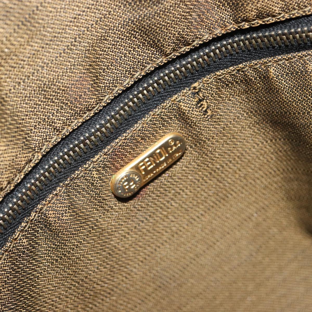 FENDI Zucca Canvas Hand Bag Black Brown Auth 189495