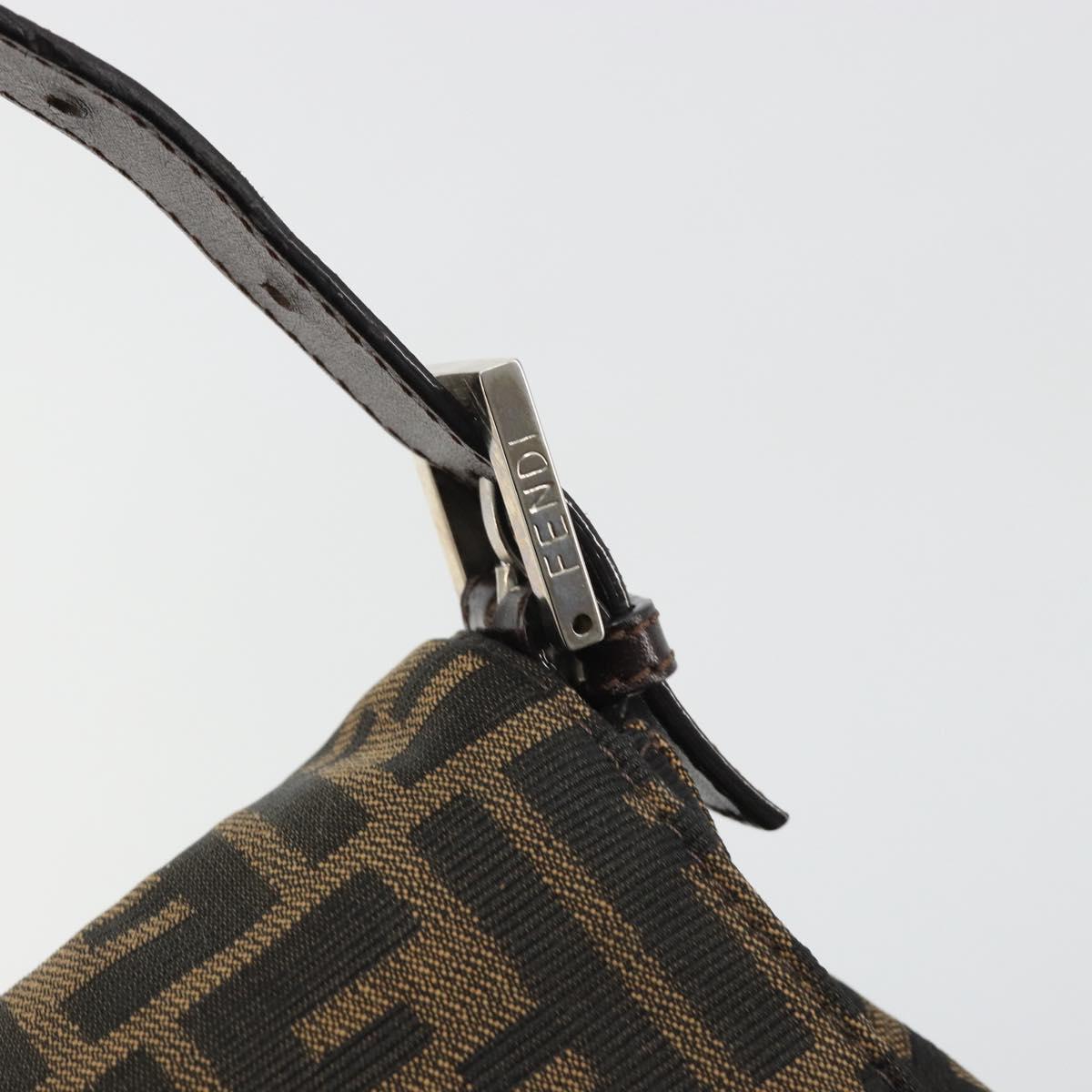 FENDI Zucca Canvas Mamma Baguette Shoulder Bag Black Brown Auth 189496SAM