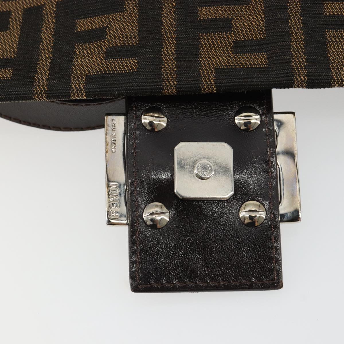 FENDI Zucca Canvas Mamma Baguette Shoulder Bag Black Brown Auth 189496SAM