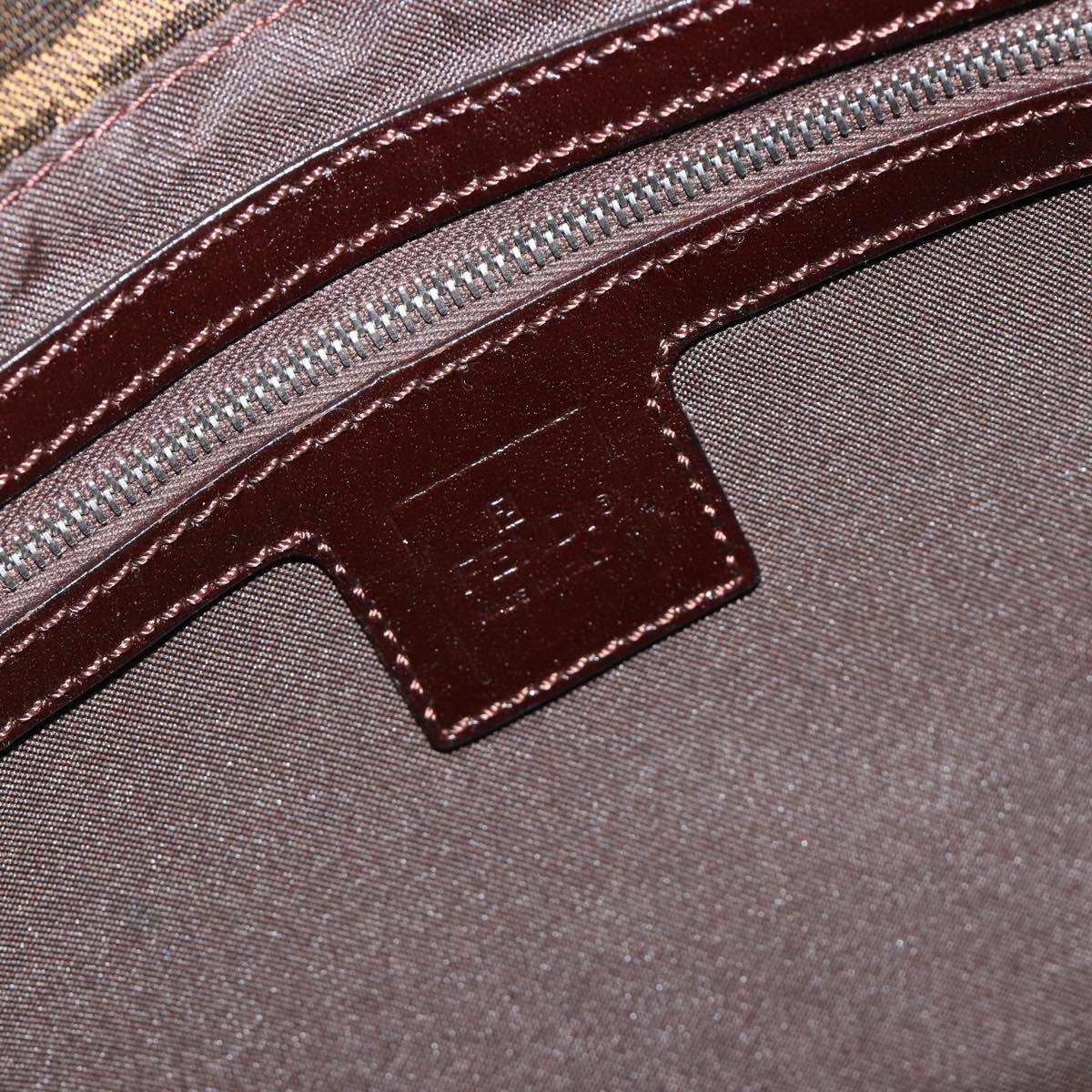 FENDI Zucca Canvas Mamma Baguette Shoulder Bag Black Brown Auth 189496SAM