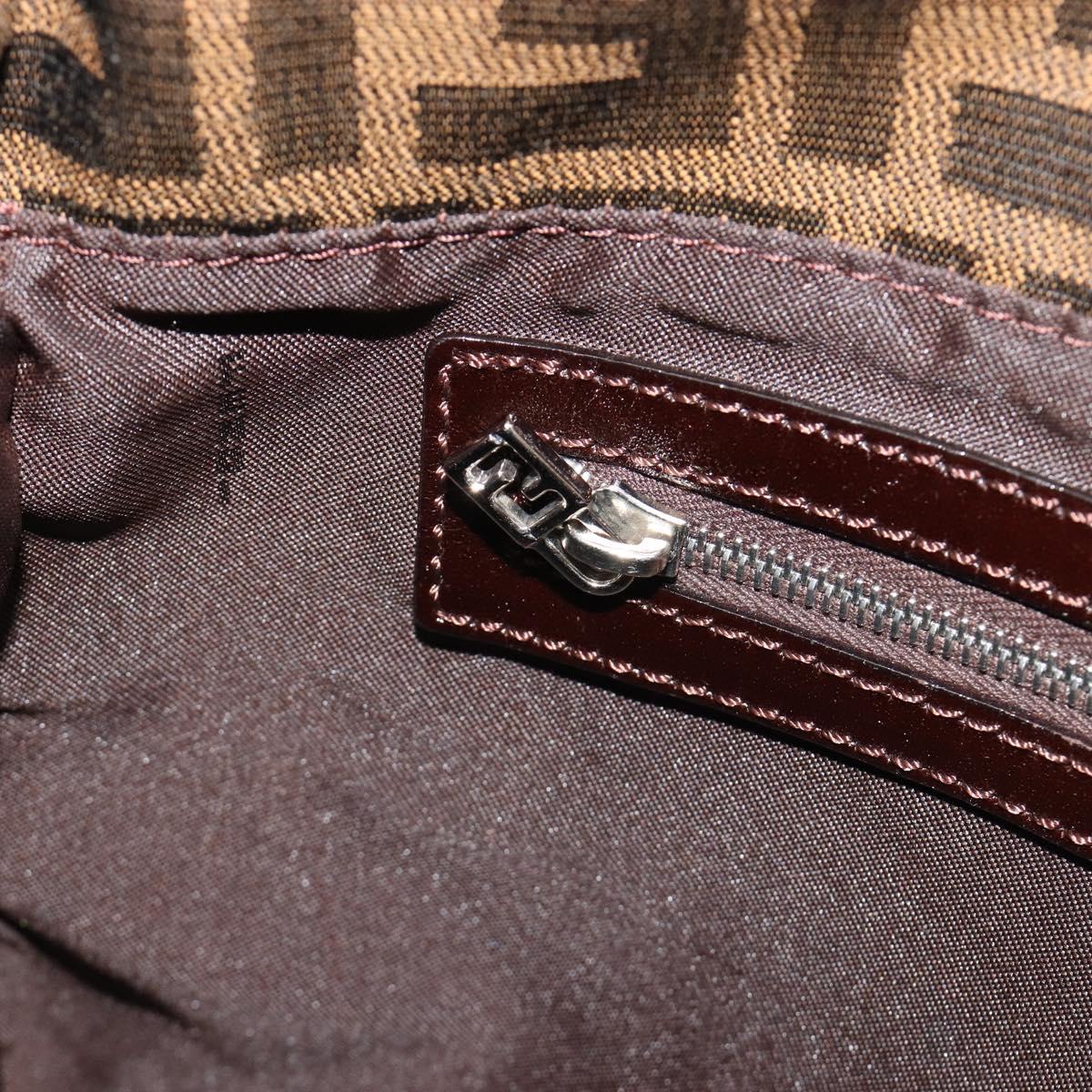 FENDI Zucca Canvas Mamma Baguette Shoulder Bag Black Brown Auth 189496SAM