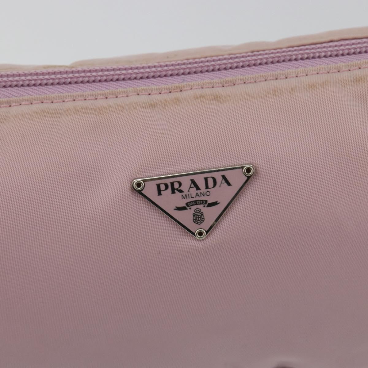 PRADA Accessory Pouch Nylon Pink Silver Auth 189497