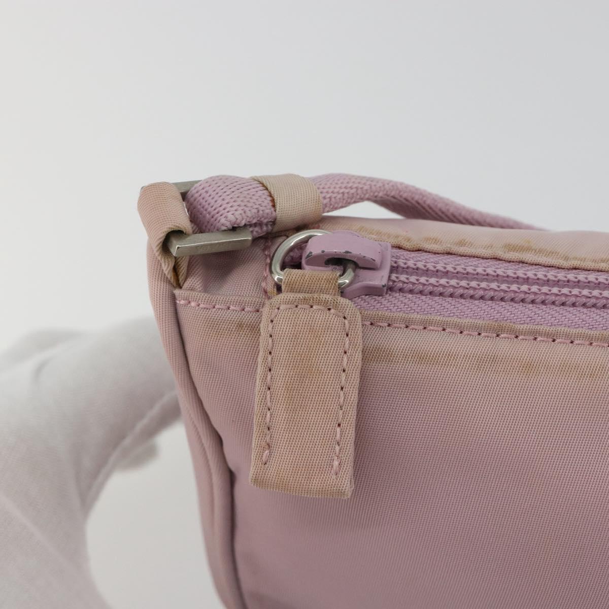 PRADA Accessory Pouch Nylon Pink Silver Auth 189497