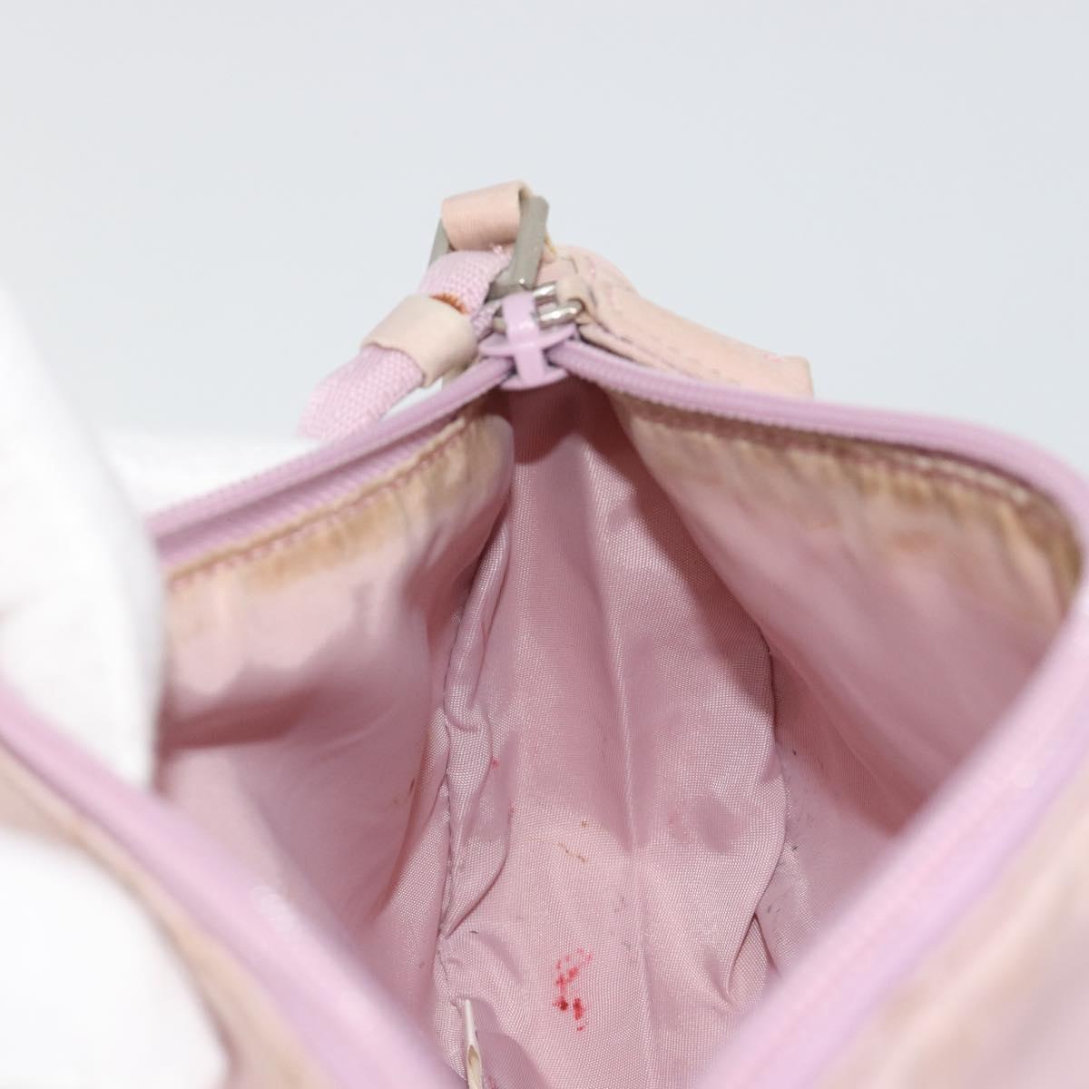 PRADA Accessory Pouch Nylon Pink Silver Auth 189497