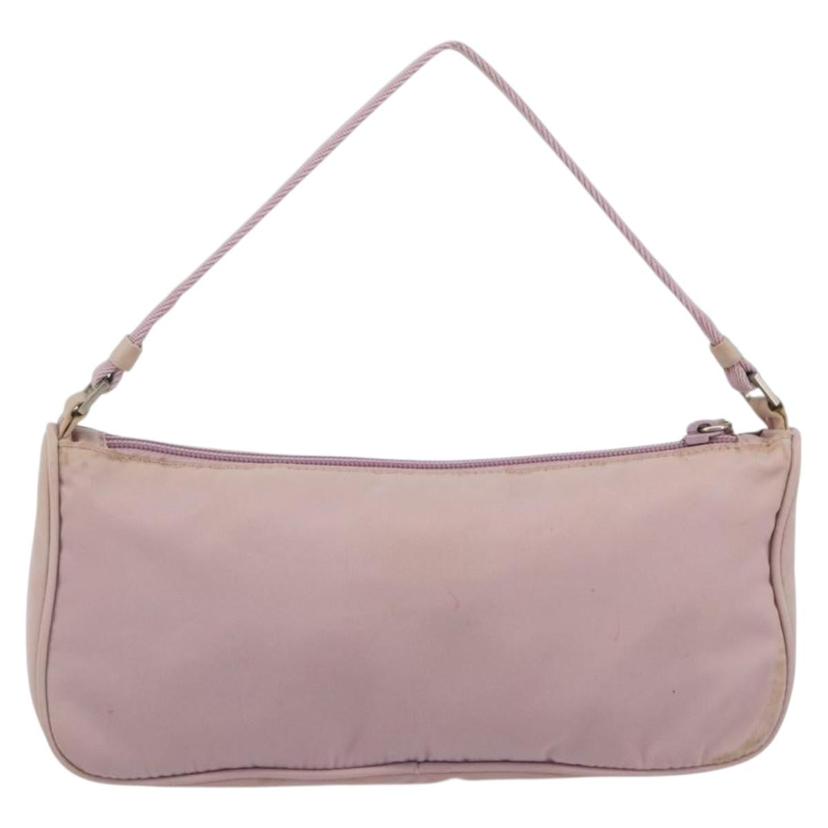 PRADA Accessory Pouch Nylon Pink Silver Auth 189497