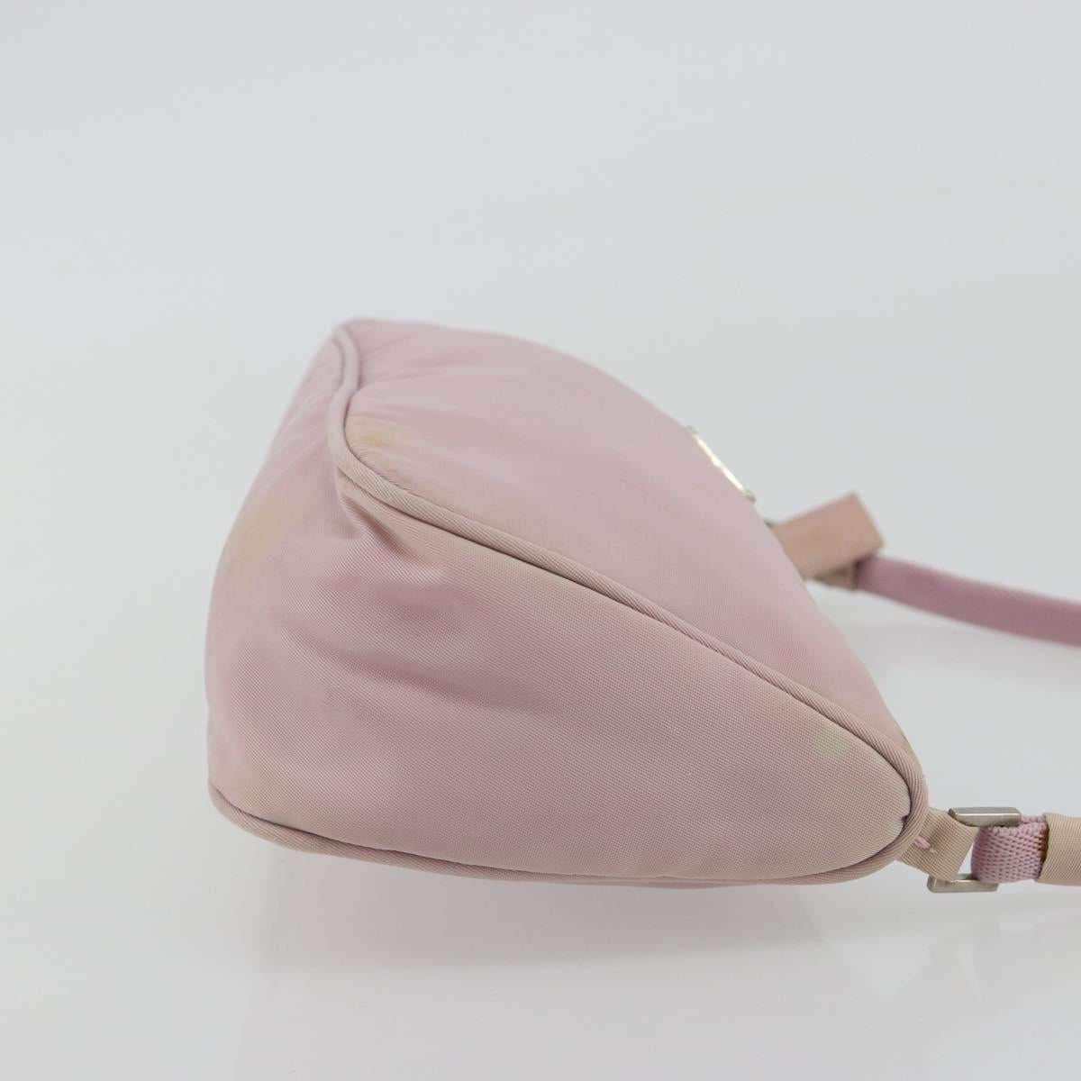 PRADA Accessory Pouch Nylon Pink Silver Auth 189497