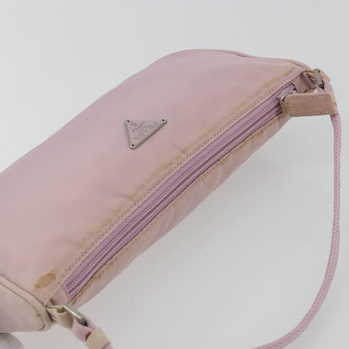 PRADA Accessory Pouch Nylon Pink Silver Auth 189497