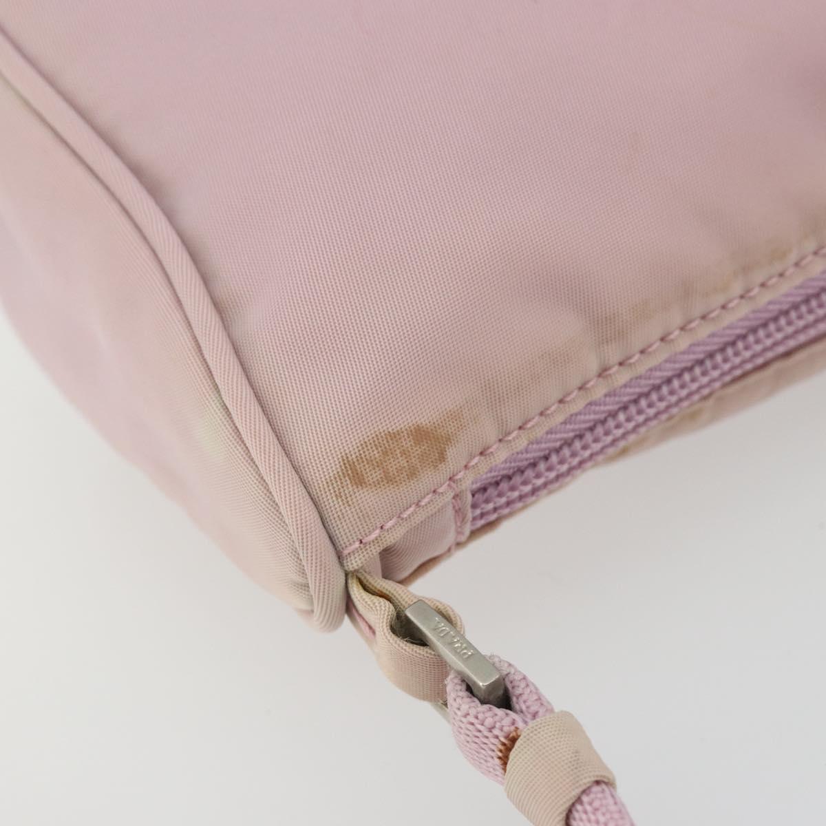 PRADA Accessory Pouch Nylon Pink Silver Auth 189497