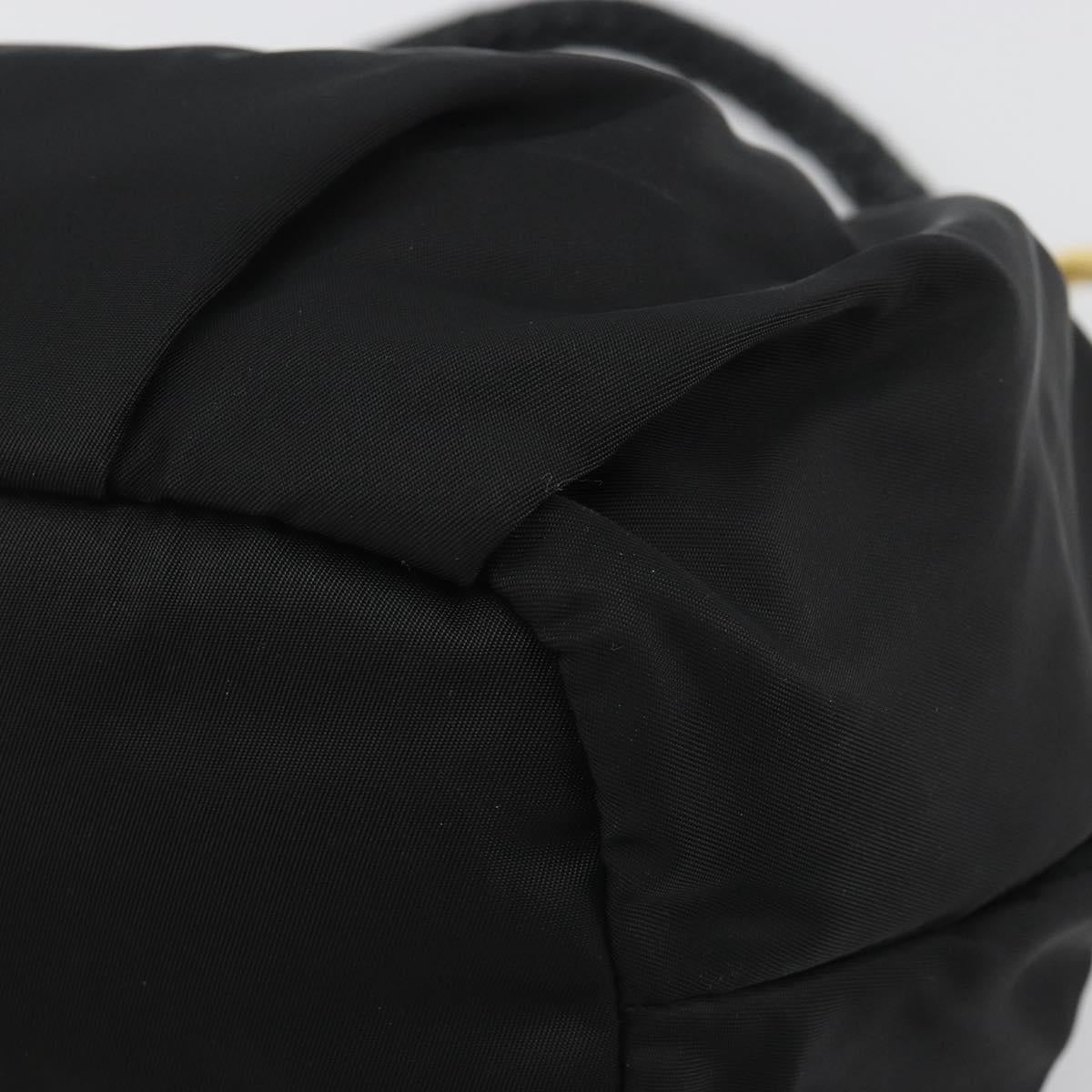 PRADA Gathered Shoulder Bag Nylon Black Gold Auth 189499V