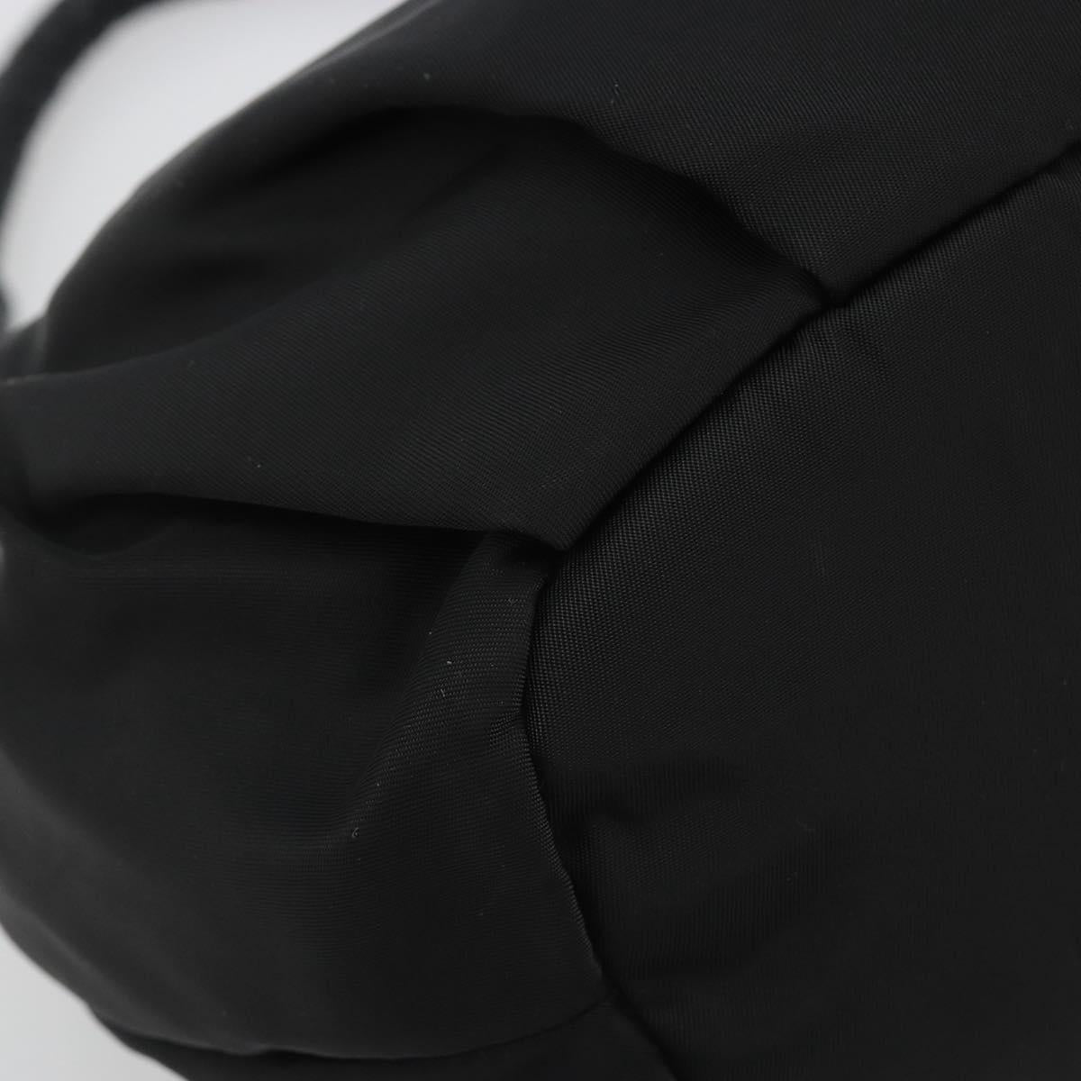 PRADA Gathered Shoulder Bag Nylon Black Gold Auth 189499V