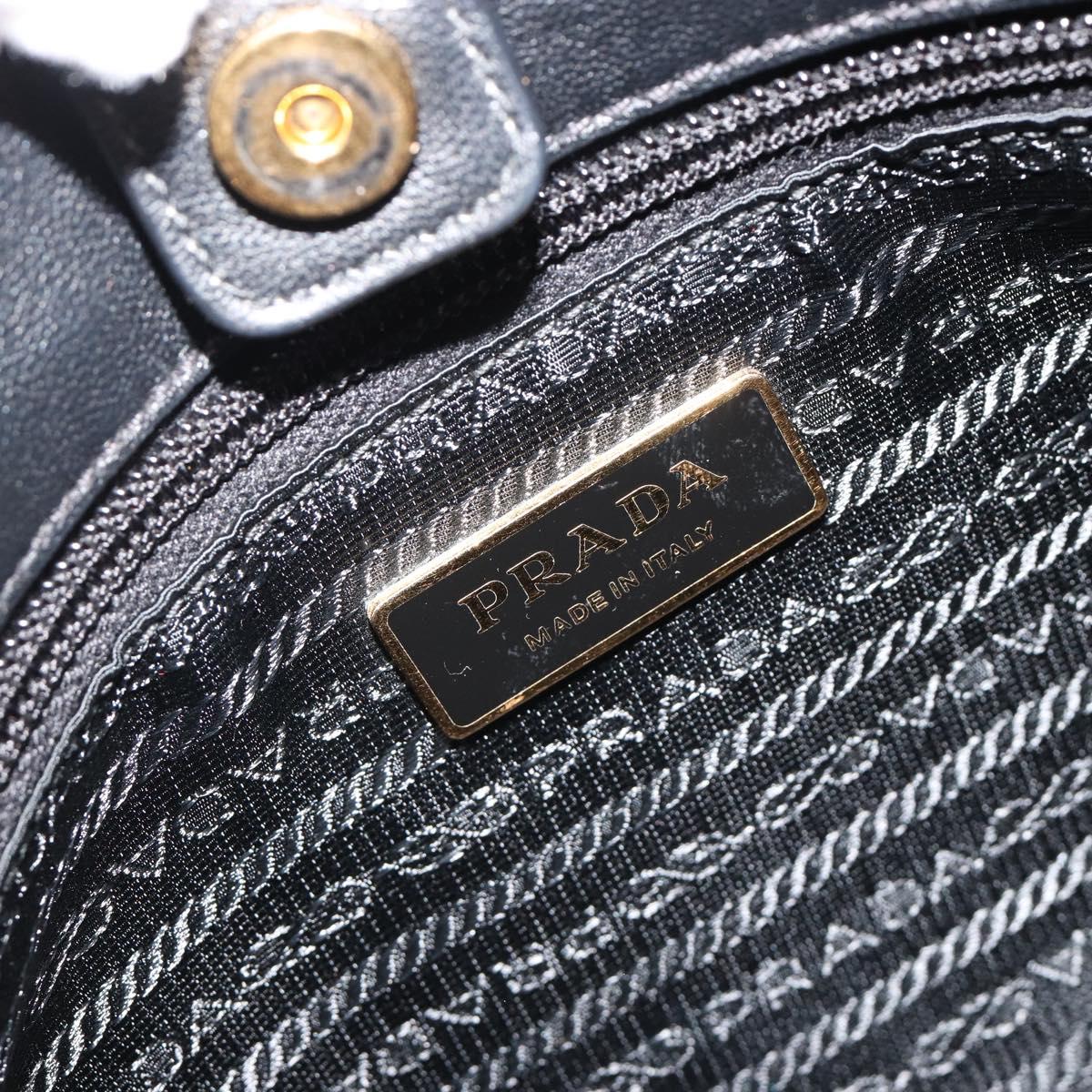 PRADA Gathered Shoulder Bag Nylon Black Gold Auth 189499V