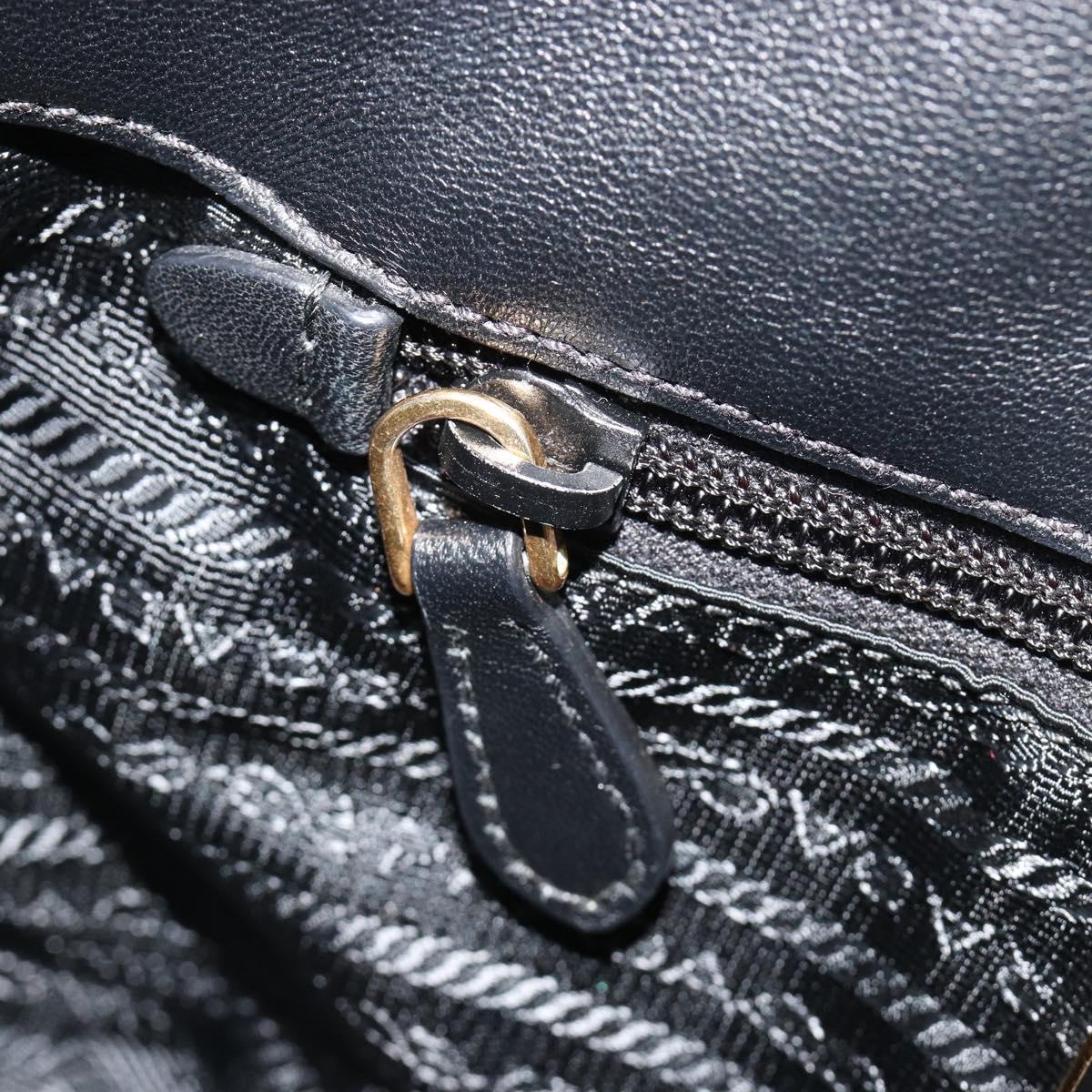 PRADA Gathered Shoulder Bag Nylon Black Gold Auth 189499V