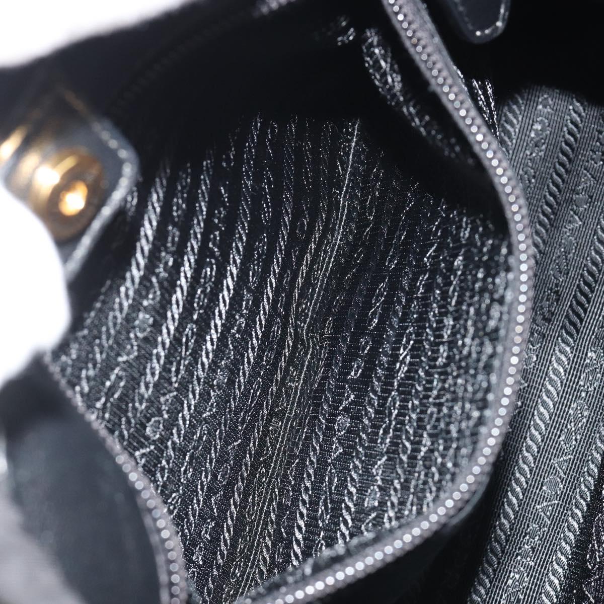 PRADA Gathered Shoulder Bag Nylon Black Gold Auth 189499V