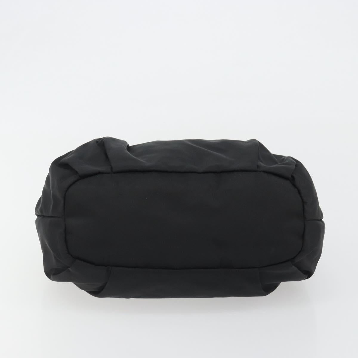 PRADA Gathered Shoulder Bag Nylon Black Gold Auth 189499V