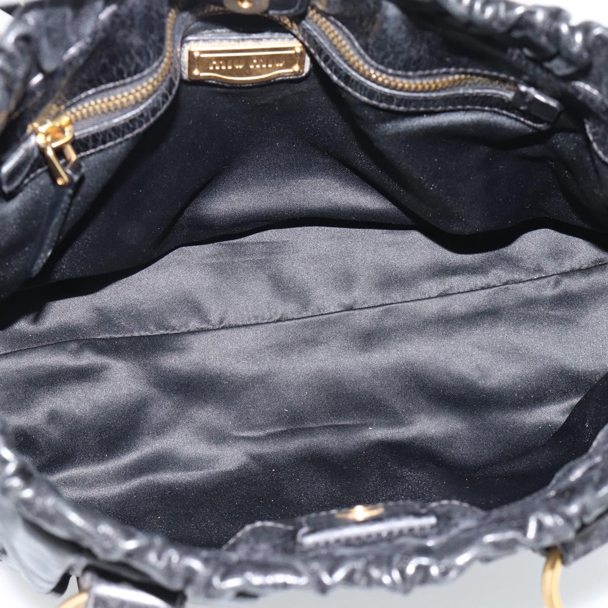 Miu Miu Hand Bag Leather 2way Black Gold Auth 189500SAM