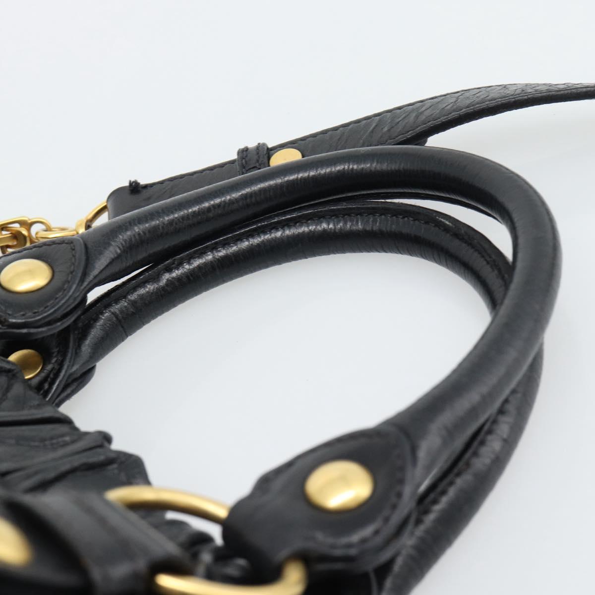 Miu Miu Hand Bag Leather 2way Black Gold Auth 189500SAM