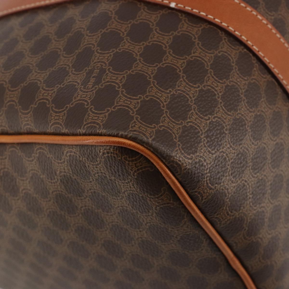 CELINE Macadam Canvas Boston Bag PVC Leather Brown Gold Auth 189503A