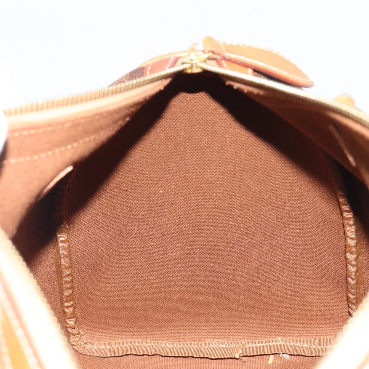 CELINE Macadam Canvas Boston Bag PVC Leather Brown Gold Auth 189503A