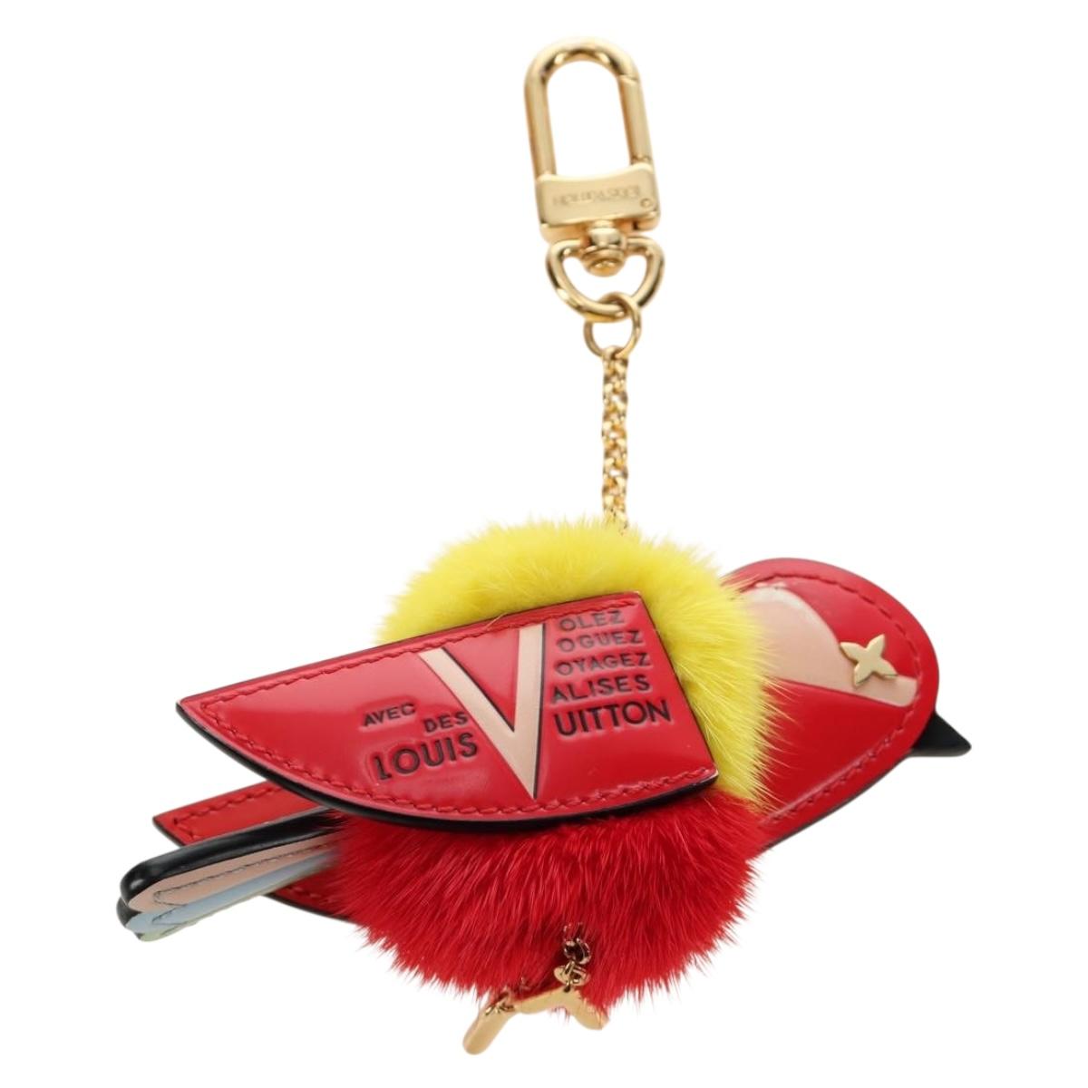 LOUIS VUITTON Bijoux Traveling Bird Sack Charm Fur Red M67390 LV Auth 189516V