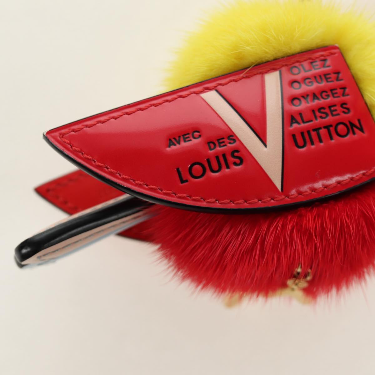 LOUIS VUITTON Bijoux Traveling Bird Sack Charm Fur Red M67390 LV Auth 189516V