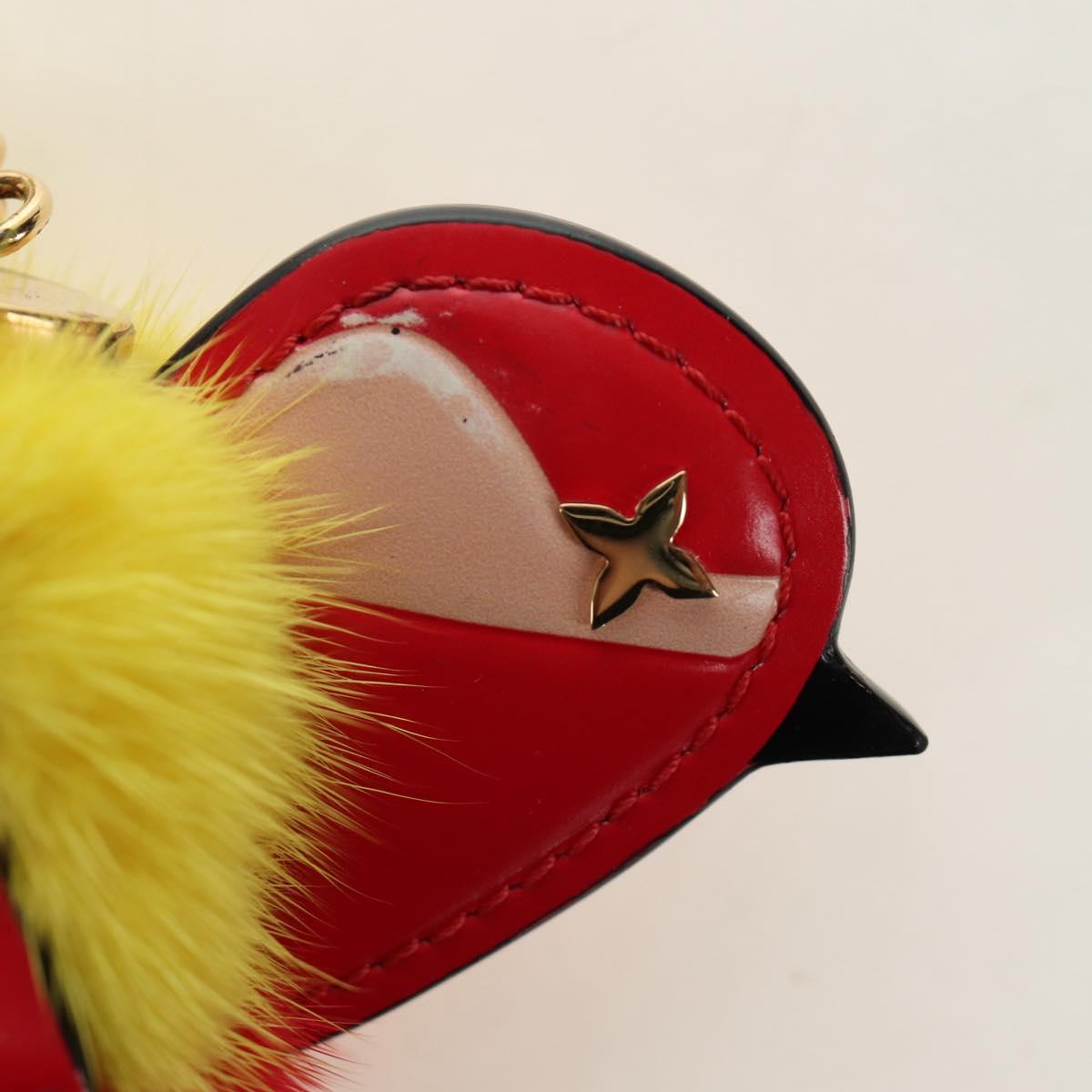 LOUIS VUITTON Bijoux Traveling Bird Sack Charm Fur Red M67390 LV Auth 189516V