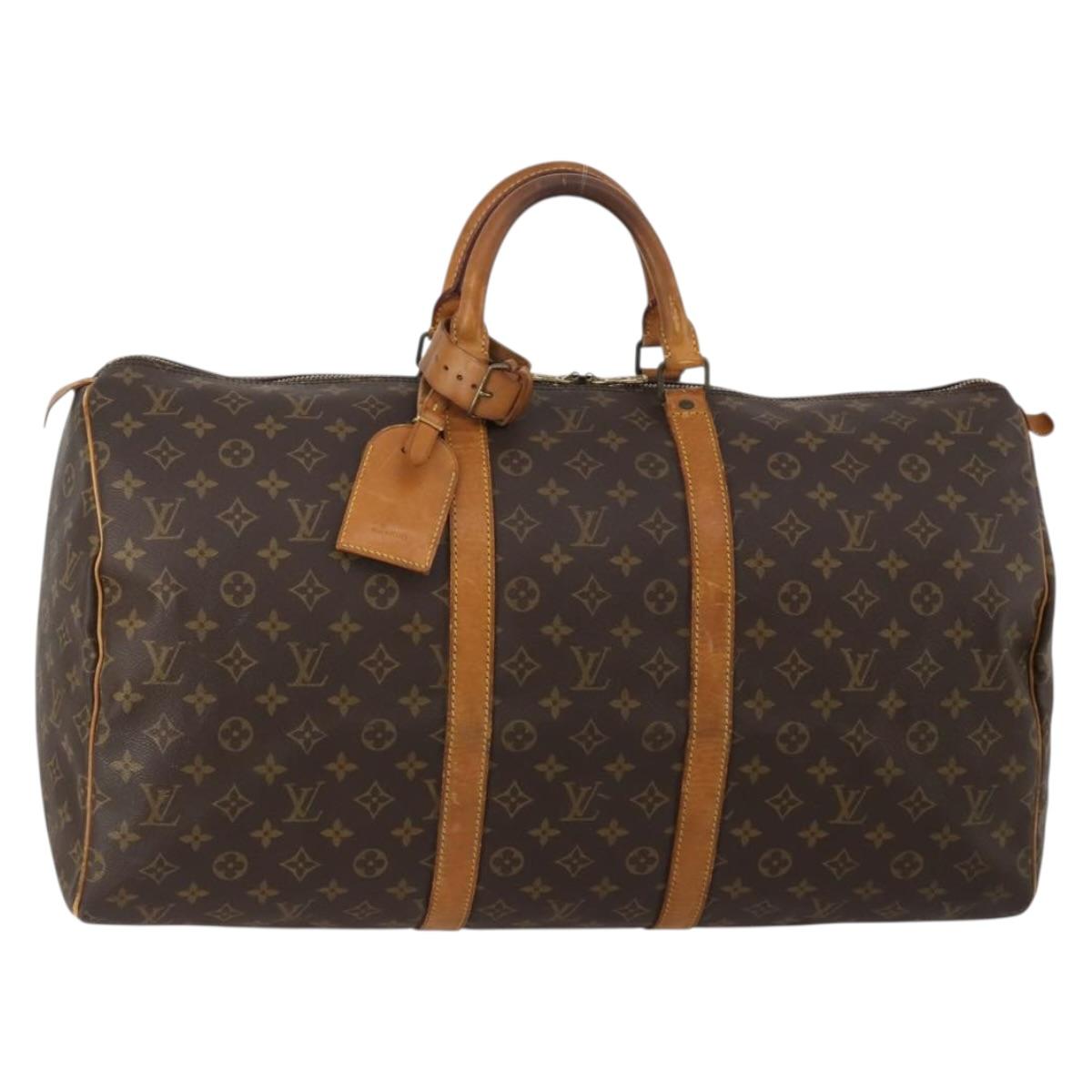 LOUIS VUITTON Monogram Keepall 55 Boston Bag M41424 LV Auth 189523
