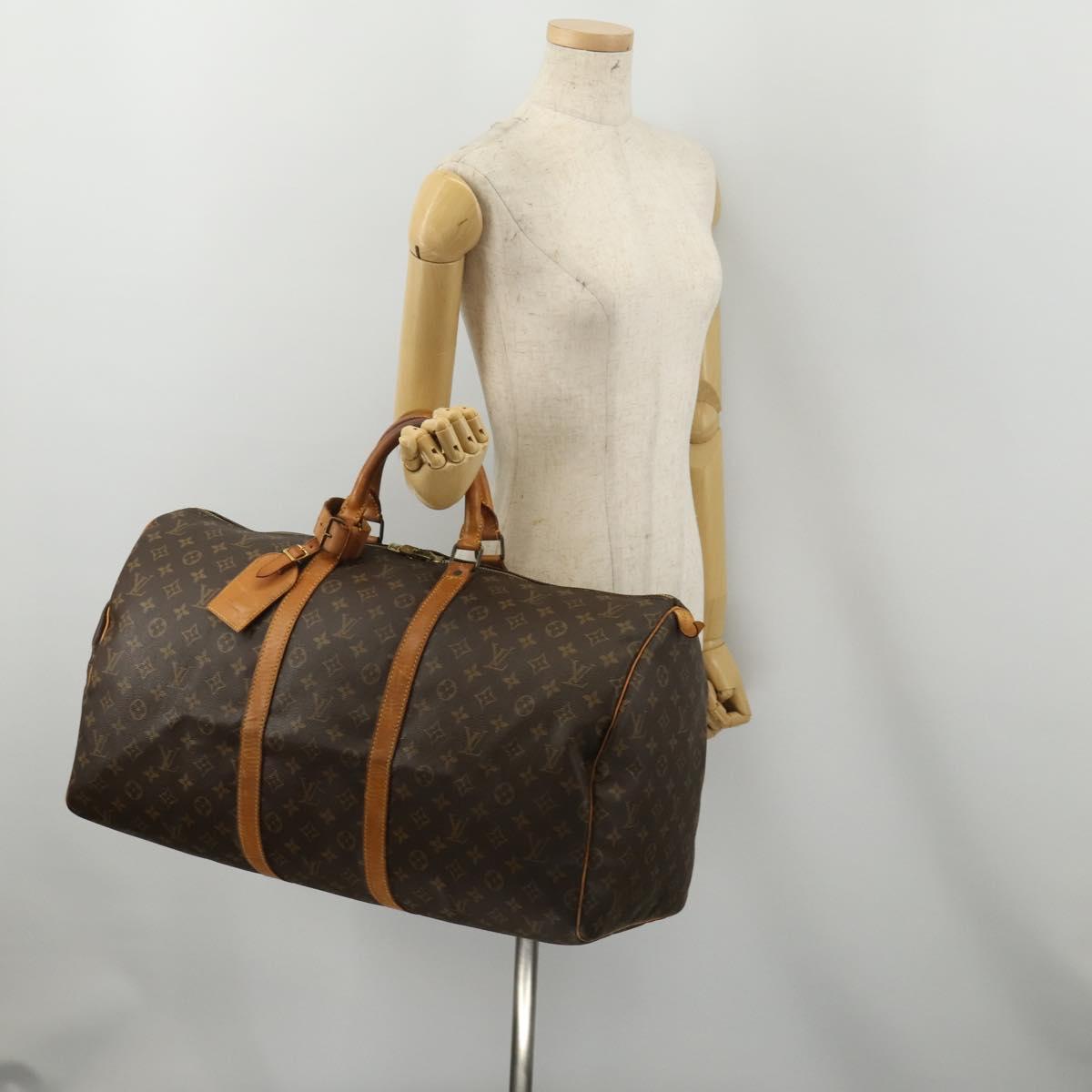 LOUIS VUITTON Monogram Keepall 55 Boston Bag M41424 LV Auth 189523